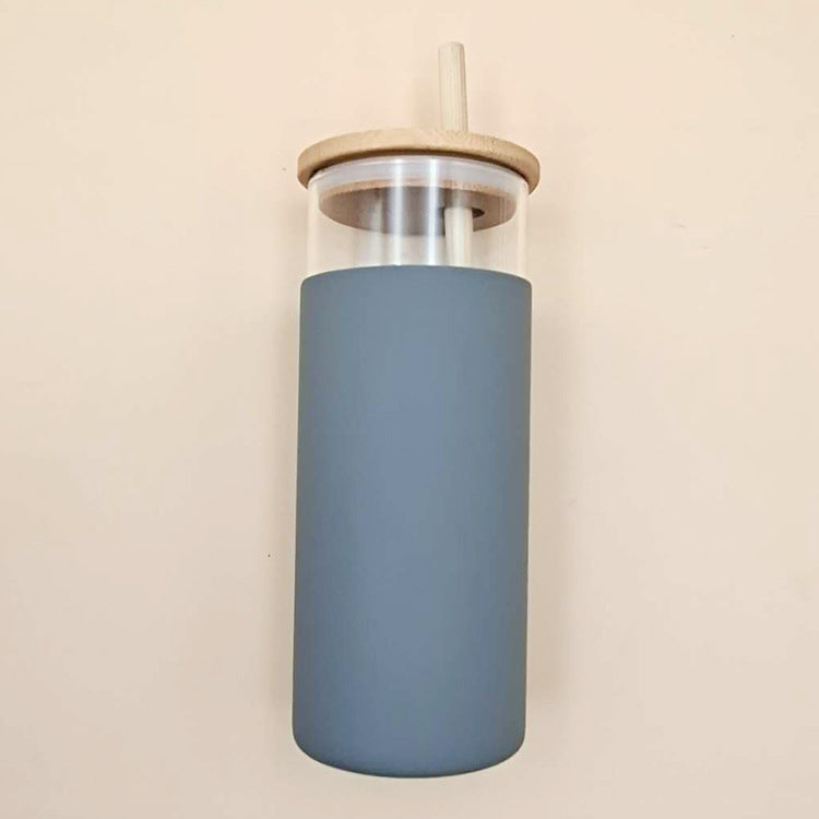 Premium Reusable Glass Tumbler with Straw – 480ml