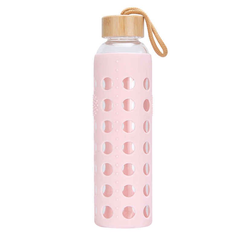 Glass Water Bottle with Silicone Sleeve – 600ml
