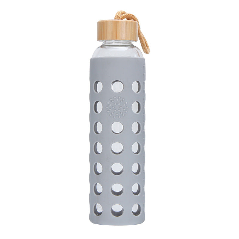 Glass Water Bottle with Silicone Sleeve – 600ml