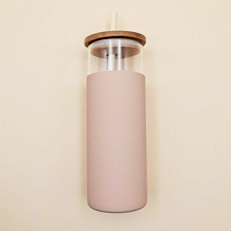 Premium Reusable Glass Tumbler with Straw – 480ml